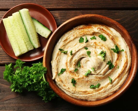 Hummus and cucumbers